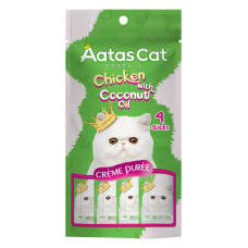Aatas Cat Creme Puree Chicken with Coconut Oil 14g x 4s, AAT3561, cat Treats, Aatas, cat Food, catsmart, Food, Treats